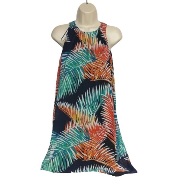 Vince Camuto Sundress Size PXS Multicolor Palms Sleeveless - Picture 1 of 5